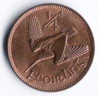 Монета 1/4 пенни(фартинг). 1953 год, Ирландия.
