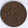Монета 1 пенни. 1910 год, Великобритания.