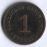 Монета 1 пфенниг. 1909 год (A), Германская империя.