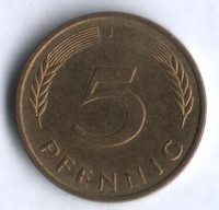 Монета 5 пфеннигов. 1991 год (J), ФРГ.