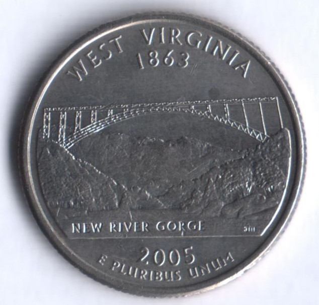 25 центов. 2005(P) год, США. Западная Вирджиния.
