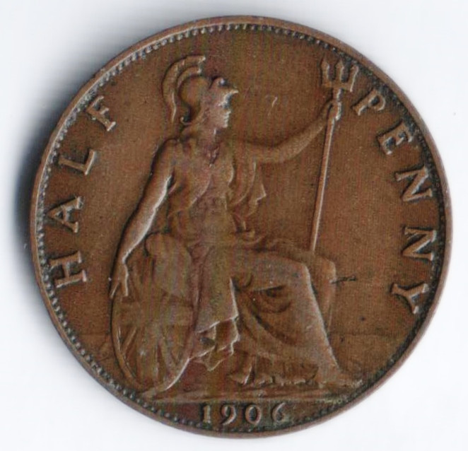 1/2 пенни. 1906 год, Великобритания.
