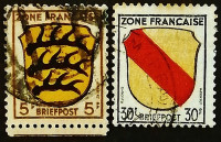 Набор почтовых марок (2 шт.). "Стандарт". 1945-1946 годы, Германия (Французская оккупация).