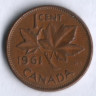 Монета 1 цент. 1961 год, Канада.