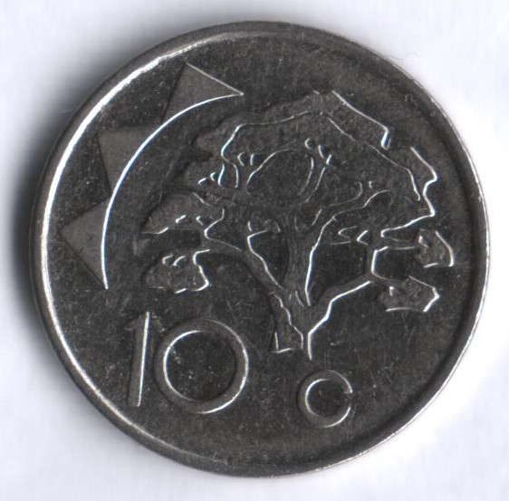 Монета 10 центов. 2002 год, Намибия.