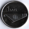 Монета 1 лат. 2013 год, Латвия. Кокле.