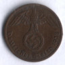 Монета 1 рейхспфенниг. 1938 год (A), Третий Рейх.