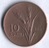 10 курушей. 1968 год, Турция.