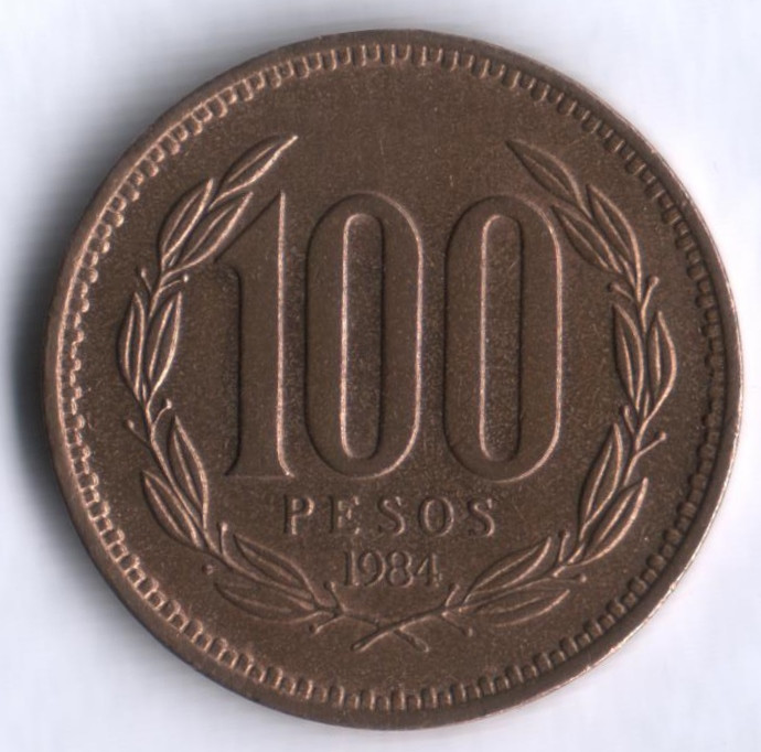 100 песо. 1984 год, Чили.