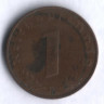 Монета 1 рейхспфенниг. 1938 год (D), Третий Рейх.