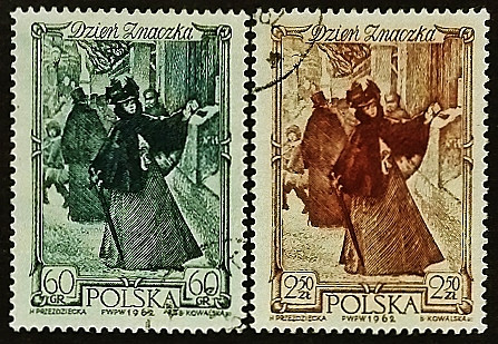 Набор почтовых марок (2 шт.). "День печати". 1962 год, Польша.