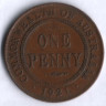 Монета 1 пенни. 1921 год, Австралия.