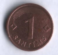 Монета 1 сантим. 1992 год, Латвия.