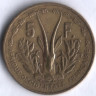Монета 5 франков. 1956 год, Французская Западная Африка.