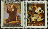 Набор почтовых марок (2 шт.). "Итальянское искусство (V)". 1978 год, Италия.
