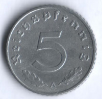 Монета 5 рейхспфеннигов. 1942 год (A), Третий Рейх.