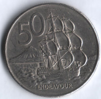 Монета 50 центов. 1980 год, Новая Зеландия.