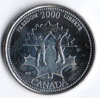 Монета 25 центов. 2000 год, Канада. Миллениум. Свобода.