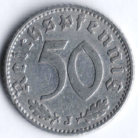 Монета 50 рейхспфеннигов. 1935 год (J), Третий Рейх.