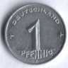 Монета 1 пфенниг. 1952 год (Е), ГДР.