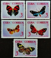 Набор марок (5 шт.). "Бабочки (II)". 1965 год, Куба.