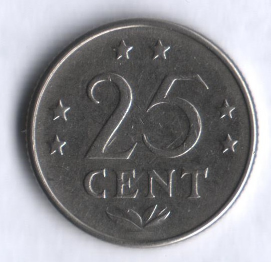 Монета 25 центов. 1970 год, Нидерландские Антильские острова.