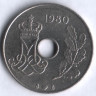Монета 25 эре. 1980 год, Дания. B;B.