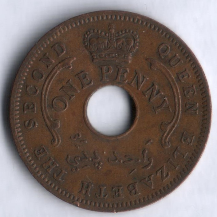 Монета 1 пенни. 1959 год, Нигерия.