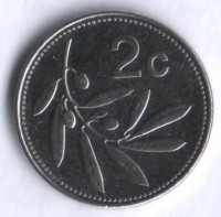 Монета 2 цента. 2002 год, Мальта.