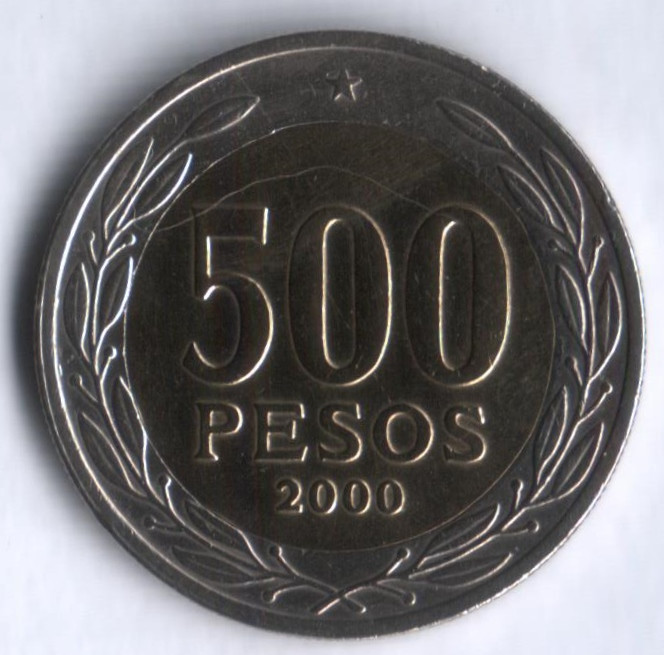 500 песо. 2000 год, Чили.