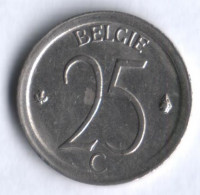 Монета 25 сантимов. 1967 год, Бельгия (Belgie).
