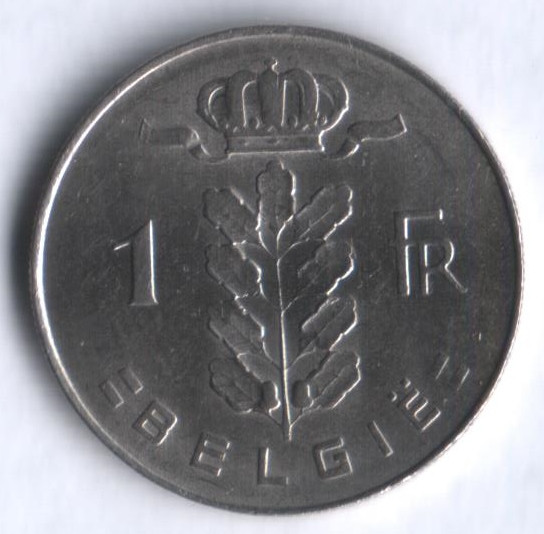 Монета 1 франк. 1975 год, Бельгия (Belgie).