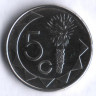 Монета 5 центов. 2012 год, Намибия.
