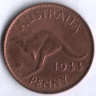 Монета 1 пенни. 1944(p) год, Австралия.