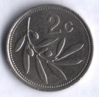 Монета 2 цента. 1991 год, Мальта.