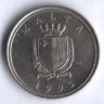 Монета 2 цента. 1991 год, Мальта.