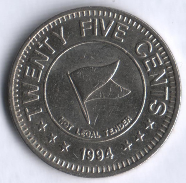Круизные Карибские линии. Жетон 25 центов. 1994 год, США.