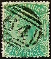 Почтовая марка (2 p.). "Королева Виктория". 1878 год, Тасмания.