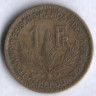 Монета 1 франк. 1926 год, Камерун.