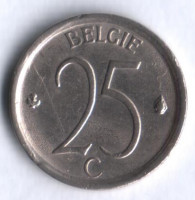 Монета 25 сантимов. 1969 год, Бельгия (Belgie).