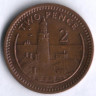 Монета 2 пенса. 1990(AB) год, Гибралтар.