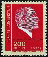 Марка почтовая (200 k.). "Кемаль Ататюрк". 1972 год, Турция.