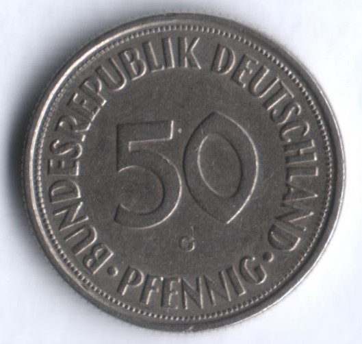 50 пфеннигов. 1950 год (G), ФРГ.