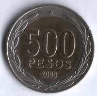 500 песо. 2003 год, Чили.