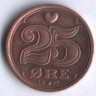 Монета 25 эре. 1991 год, Дания. LG;JP;A.