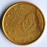 Монета 10 центов. 2005 год, Испания.