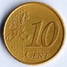 Монета 10 центов. 2005 год, Испания.