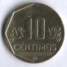 Монета 10 сентимо. 2004 год, Перу.