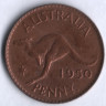 Монета 1 пенни. 1950(p) год, Австралия.