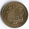 Монета 5 сантимов. 2002 год, Андорра. Белка.